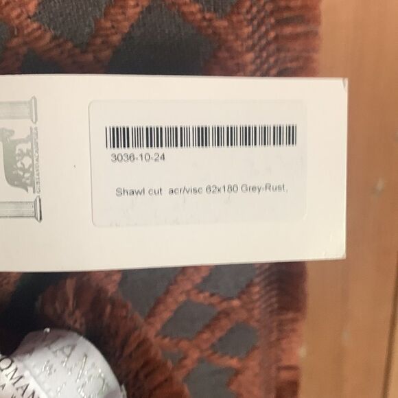Romano gray rust embroidered fringe shawl NWT - Picture 6 of 8